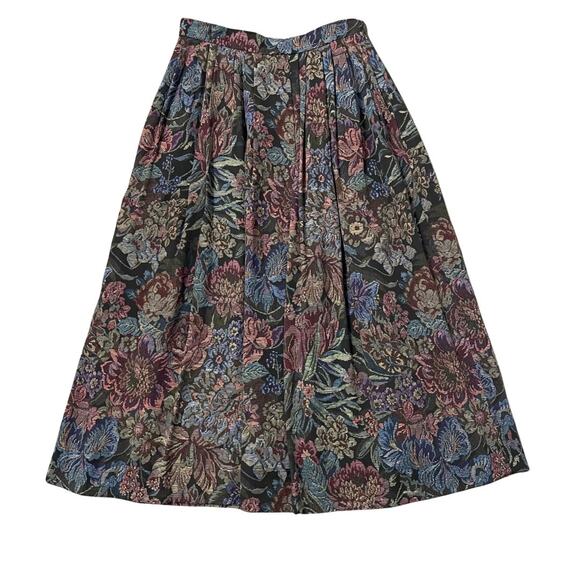 Jos A Bank Vintage Midi Skirt Floral Tapestry Design Pockets Women’s US sz 6 - Picture 1 of 15